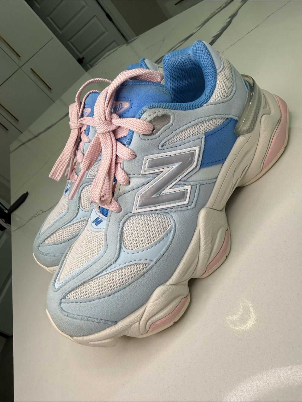 New Balance 9060 Pastel Blue Pack Pink White Kids PS Size 1.5 US PC9060AF